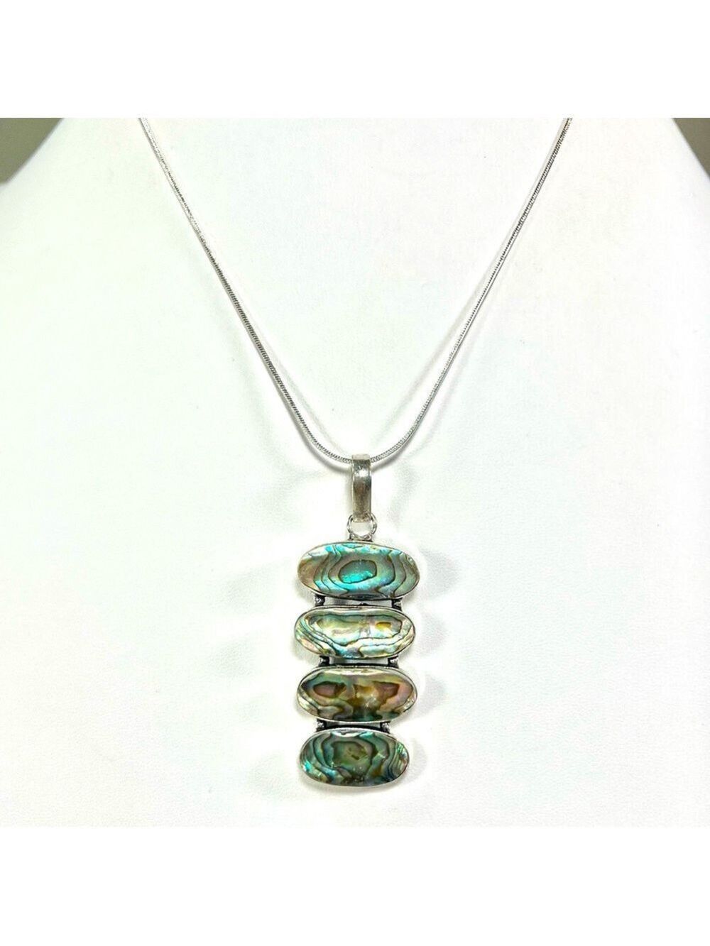 Abalone Shell 925 Multi Stone Gemstone Pendant - Picture 3 of 7